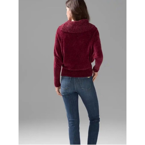 White House Black Market Burgandy Cowl Neck Chenille Sweater Size S New - Picture 2 of 12